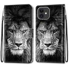 For iPhone 13 Coloured Drawing Cross Texture Horizontal Flip PU Leather Case with Holder & Card Slots & Wallet & Lanyard(B11 Black White Lion Head) - 2