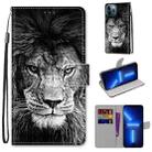 For iPhone 13 Pro Coloured Drawing Cross Texture Horizontal Flip PU Leather Case with Holder & Card Slots & Wallet & Lanyard (B11 Black White Lion Head) - 1