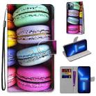 For iPhone 13 Pro Coloured Drawing Cross Texture Horizontal Flip PU Leather Case with Holder & Card Slots & Wallet & Lanyard (Colorful Cakes) - 1