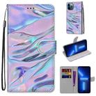 For iPhone 13 Pro Max Coloured Drawing Cross Texture Horizontal Flip PU Leather Case with Holder & Card Slots & Wallet & Lanyard (Fluorescent Water Texture) - 1