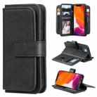 For iPhone 13 mini Multifunctional Magnetic Copper Buckle Horizontal Flip Solid Color Leather Case with 10 Card Slots & Wallet & Holder & Photo Frame (Black) - 1
