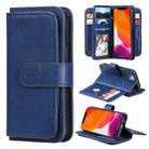 For iPhone 13 mini Multifunctional Magnetic Copper Buckle Horizontal Flip Solid Color Leather Case with 10 Card Slots & Wallet & Holder & Photo Frame (Dark Blue) - 1
