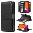 For iPhone 13 Multifunctional Magnetic Copper Buckle Horizontal Flip Solid Color Leather Case with 10 Card Slots & Wallet & Holder & Photo Frame(Black) - 1