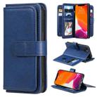 For iPhone 13 Multifunctional Magnetic Copper Buckle Horizontal Flip Solid Color Leather Case with 10 Card Slots & Wallet & Holder & Photo Frame(Dark Blue) - 1