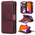 For iPhone 13 Pro Multifunctional Magnetic Copper Buckle Horizontal Flip Solid Color Leather Case with 10 Card Slots & Wallet & Holder & Photo Frame (Wine Red) - 1