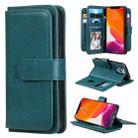 For iPhone 13 Pro Multifunctional Magnetic Copper Buckle Horizontal Flip Solid Color Leather Case with 10 Card Slots & Wallet & Holder & Photo Frame (Dark Green) - 1