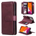 For iPhone 13 Pro Max Multifunctional Magnetic Copper Buckle Horizontal Flip Solid Color Leather Case with 10 Card Slots & Wallet & Holder & Photo Frame (Wine Red) - 1