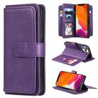 For iPhone 13 Pro Max Multifunctional Magnetic Copper Buckle Horizontal Flip Solid Color Leather Case with 10 Card Slots & Wallet & Holder & Photo Frame (Purple) - 1