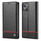 For iPhone 13 mini LC.IMEEKE Carbon Fiber PU + TPU Horizontal Flip Leather Case with Holder & Card Slot & Wallet (Horizontal Black) - 1