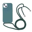 For iPhone 13 mini Candy Colors TPU Protective Case with Lanyard (Dark Green) - 1