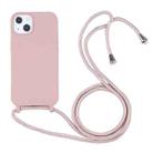 For iPhone 13 mini Candy Colors TPU Protective Case with Lanyard (Rose Gold) - 1