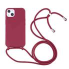 For iPhone 13 Candy Colors TPU Protective Case with Lanyard(Red) - 1