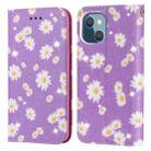 Glittering Daisy Magnetic Horizontal Flip Leather Case with Holder & Card Slots & Photo Frame For iPhone 13 mini(Purple) - 1