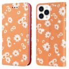 Glittering Daisy Magnetic Horizontal Flip Leather Case with Holder & Card Slots & Photo Frame For iPhone 13 Pro(Orange) - 1