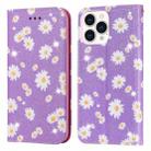 Glittering Daisy Magnetic Horizontal Flip Leather Case with Holder & Card Slots & Photo Frame For iPhone 13 Pro Max(Purple) - 1