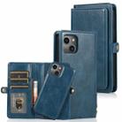 For iPhone 13 Strong Magnetic Detachable Horizontal Flip Leather Case with Card Slots & Wallet(Blue) - 1