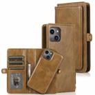 For iPhone 13 Strong Magnetic Detachable Horizontal Flip Leather Case with Card Slots & Wallet(Brown) - 1