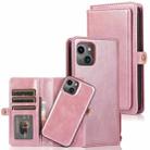 For iPhone 13 Strong Magnetic Detachable Horizontal Flip Leather Case with Card Slots & Wallet(Rose Gold) - 1