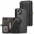 For iPhone 13 Pro Strong Magnetic Detachable Horizontal Flip Leather Case with Card Slots & Wallet (Black) - 1