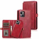 For iPhone 13 Pro Strong Magnetic Detachable Horizontal Flip Leather Case with Card Slots & Wallet (Red) - 1