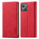 For iPhone 13 mini LC.IMEEKE Strong Magnetic PU + Matte TPU Horizontal Flip Leather Case with Holder & Card Slots & Wallet (Red) - 1