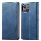 For iPhone 13 mini LC.IMEEKE Strong Magnetic PU + Matte TPU Horizontal Flip Leather Case with Holder & Card Slots & Wallet (Blue) - 1