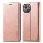 For iPhone 13 mini LC.IMEEKE Strong Magnetic PU + Matte TPU Horizontal Flip Leather Case with Holder & Card Slots & Wallet (Rose Gold) - 1