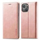 For iPhone 13 LC.IMEEKE Strong Magnetic PU + Matte TPU Horizontal Flip Leather Case with Holder & Card Slots & Wallet(Rose Gold) - 1