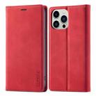 For iPhone 13 Pro Max LC.IMEEKE Strong Magnetic PU + Matte TPU Horizontal Flip Leather Case with Holder & Card Slots & Wallet For iPhone 13 Pro(Red) - 1