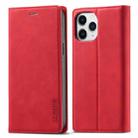 For iPhone 13 Pro Max LC.IMEEKE Strong Magnetic PU + Matte TPU Horizontal Flip Leather Case with Holder & Card Slots & Wallet (Red) - 1