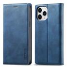 For iPhone 13 Pro Max LC.IMEEKE Strong Magnetic PU + Matte TPU Horizontal Flip Leather Case with Holder & Card Slots & Wallet (Blue) - 1