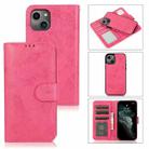 For iPhone 13 Retro 2 in 1 Detachable Horizontal Flip Leather Case with Card Slots & Wallet(Pink) - 1