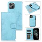 For iPhone 13 Retro 2 in 1 Detachable Horizontal Flip Leather Case with Card Slots & Wallet(Blue) - 1