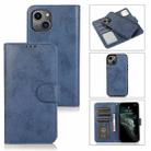For iPhone 13 Retro 2 in 1 Detachable Horizontal Flip Leather Case with Card Slots & Wallet(Dark Blue) - 1