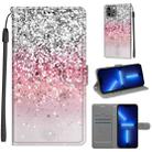 For iPhone 13 Pro Voltage Colored Drawing Magnetic Clasp Horizontal Flip PU Leather Case with Holder & Card Slots (C13 Silver Pink Glitter) - 1