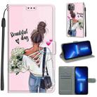 For iPhone 13 Pro Max Voltage Colored Drawing Magnetic Clasp Horizontal Flip PU Leather Case with Holder & Card Slots (C09 Hug Flower) - 1
