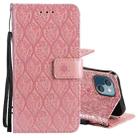 For iPhone 13 mini Pressed Printing Rattan Flower Pattern Horizontal Flip PU Leather Case with Holder & Card Slots & Wallet & Photo Frame (Rose Gold) - 1