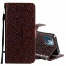 For iPhone 13 Pressed Printing Rattan Flower Pattern Horizontal Flip PU Leather Case with Holder & Card Slots & Wallet & Photo Frame(Brown) - 1