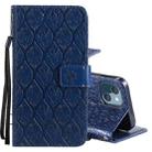 For iPhone 13 Pressed Printing Rattan Flower Pattern Horizontal Flip PU Leather Case with Holder & Card Slots & Wallet & Photo Frame(Dark Blue) - 1