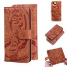 For iPhone 13 mini Tiger Embossing Pattern Horizontal Flip Leather Case with Holder & Card Slots & Wallet (Brown) - 1