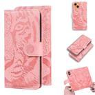 For iPhone 13 mini Tiger Embossing Pattern Horizontal Flip Leather Case with Holder & Card Slots & Wallet (Pink) - 1