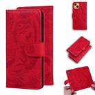 For iPhone 13 Tiger Embossing Pattern Horizontal Flip Leather Case with Holder & Card Slots & Wallet(Red) - 1