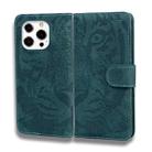 For iPhone 13 Pro Max Tiger Embossing Pattern Horizontal Flip Leather Case with Holder & Card Slots & Wallet (Green) - 2