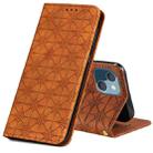 For iPhone 13 mini Lucky Flowers Embossing Pattern Magnetic Horizontal Flip Leather Case with Holder & Card Slots (Yellow Brown) - 1