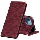 For iPhone 13 Lucky Flowers Embossing Pattern Magnetic Horizontal Flip Leather Case with Holder & Card Slots(Wine Red) - 1