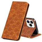 For iPhone 13 Pro Lucky Flowers Embossing Pattern Magnetic Horizontal Flip Leather Case with Holder & Card Slots (Yellow Brown) - 1