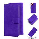 For iPhone 13 mini Skin Feel Pure Color Horizontal Flip Leather Case with Holder & Card Slots & Wallet (Purple) - 1