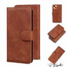 For iPhone 13 mini Skin Feel Pure Color Horizontal Flip Leather Case with Holder & Card Slots & Wallet (Brown) - 1