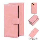 For iPhone 13 mini Skin Feel Pure Color Horizontal Flip Leather Case with Holder & Card Slots & Wallet (Pink) - 1