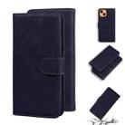 For iPhone 13 Skin Feel Pure Color Horizontal Flip Leather Case with Holder & Card Slots & Wallet(Black) - 1